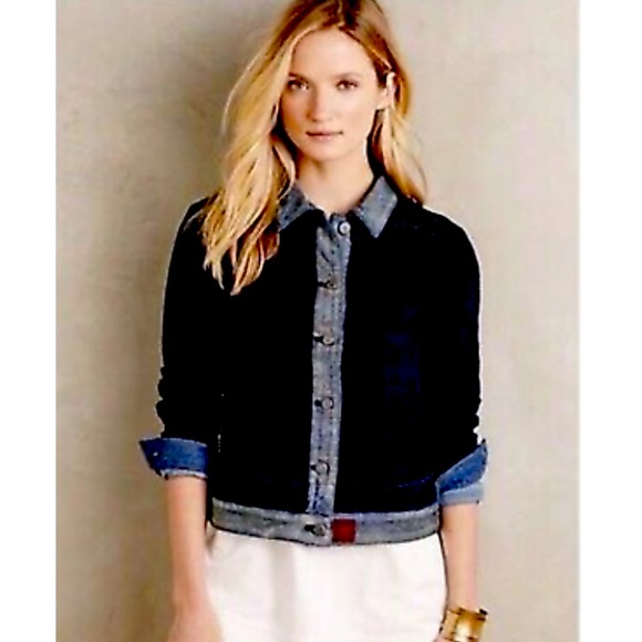 ANTHRO pilcro + letterpress waffle denim jacket - Picture 1 of 4